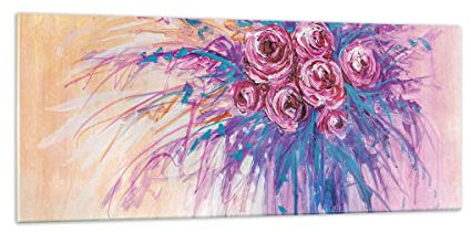 Panorama Bilder auf Glas 100x40cm Glasbild Blumenstrauß Blumen Rosen Groß Wanddeko Bild im Glas Schlafzimmer Küche Wandbilder Dekoration Wohnzimmer Modern Wall Decor Wand Kunstdruck Art GAB100x40-4465