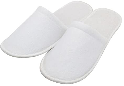 1 par engångstofflor, fibertofflor, tvättbara hotelltofflor, praktiska och bekväma engångstofflor, gästskor, vita med halkfri sula, tofflor för hotell resor, hem, gäst användning, Vit