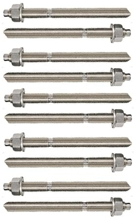 10er Set Ankerstangen Schwerlast Stahl verzinkt oder Edelstahl (Edelstahl, M14 x 170 mm)