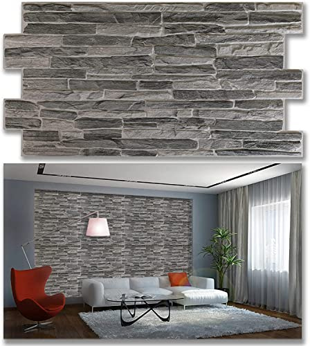 Grace Baltic - 4,9 m²/10 Stück Beste Qualität 3D Wandpaneele Wandverkleidung 3D-Wandpaneele für Innenwanddekoration dünn und elastisch PVC-Kunst 1mm Stärke Dark Slate