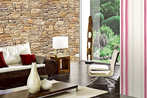 Vlies Fototapete RUSTIKALE STEINMAUER TEXTUR 375 x 250 cm (inkl. Kleister) - Vlies Tapete, Wandtapete, Wandbilder - Tapete für Wohnzimmer Schlafzimmer, Büro, Küche - Montagefertig