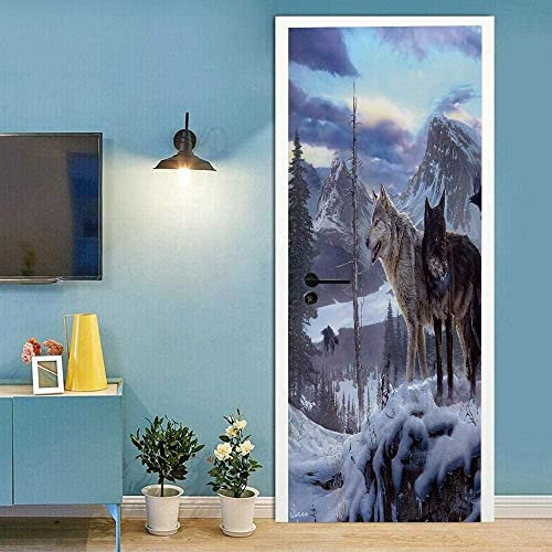 3D Adesivi Per Porte Fotomurali Autoadesivi - Animale Della Foresta 95 X 215 Cm - Peel And Stick Decalcomanie Per Porte Carta Da Parati Impermeabile Per Porte In Vinile Camera Per Bambini Porta