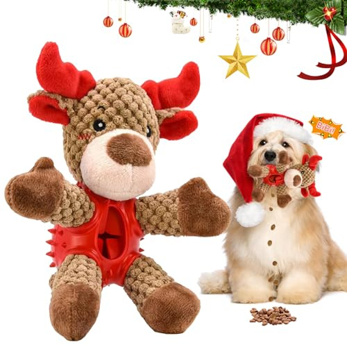 TOPJOWGA Weihnachten Hunde Kauspielzeug, Hundespielzeug Quietschend, Plüschhundespielzeug Weihnachten, Interaktives Kauspielzeug Spielzeug, Hundespielzeug Weihnachten Hund Haustiere Kauen