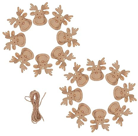 COHEALI 60 Stk Weihnachtshirsch-anhänger Unfertige Holzkreise Rentier Weihnachtsschmuck Rentier Holzausschnitt Christbaumschmuck Aus Holz Hirschkopf Aus Holz Kind Holzhandwerk Weihnachten