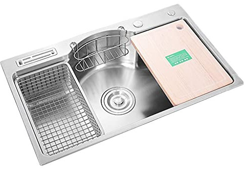Lavelli da cucina Vasca da bagno in acciaio inossidabile Bancone bar a vasca singola Mini vasca singola quadrata 22 cm Lavabo multifunzionale da incasso di grande profondità