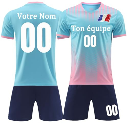 Personnalisé Maillot de Foot avec Nom Numéro Logo Ensemble Foot Enfant T-Shirt et Short Maillot Foot Pas Cher Maillot Football Fnfant Homme