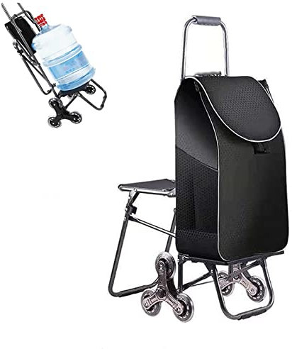 AOKLEY Trolley Carrello della Spesa a 6 Ruote con Sedile Carrello della Spesa per Anziani Rimorchio Portatile Pieghevole con Borsa della Spesa Impermeabile Portaspesa