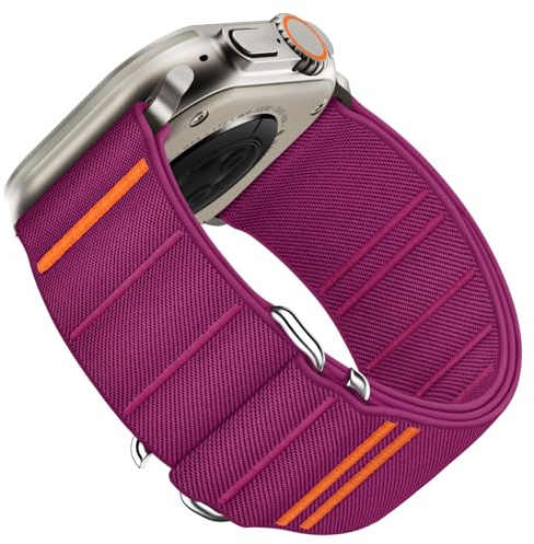 Suitisbest Straps Compatible with Apple Watch Ultra Strap 49mm 46mm 45mm 44mm 42mm, Stretchy Nylon Sport Loop Strap with S-Hook for Apple Watch Ultra 2/ Ultra SE Series 10 9 8 7 6 5 4 3, Barbie Pink