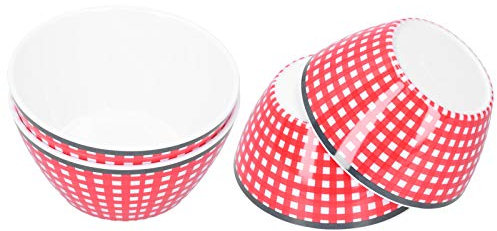 Kuuleyn Set di Insalatiere Grandi in Ceramica, 4 Pezzi Insalatiera da 6 Pollici Set di Ciotole da Portata da Cucina Stoviglie in Imitazione Porcellana per Ramen Pasta Cena di (Plaid)