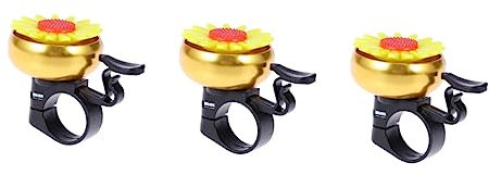 BESPORTBLE 3 Campanelli per Bicicletta per Bambini A Forma di Girasole da Manubrio da 2 2 Cm Dorati.