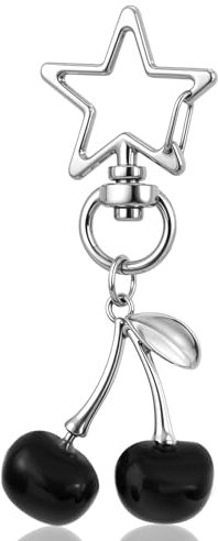 Schwarz Kirsch Bag Charm, Kirschen Schlüsselanhänger Damen Taschenanhänger Vielseitiger Bag Charm Personalisiertes Taschen Anhänger Keychain Aesthetic Lucky Charms Anhänger Tasche, Geschenk für Damen