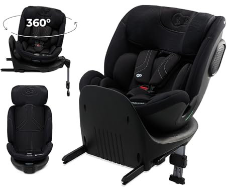 Kinderkraft XRIDER2 Infant Car Seat with Base, Isofix, I-Size 40-125 Cm, from Birh to 7 Years, Reclining, 360 Degree, Safety Systems, Travel Comfort, Black