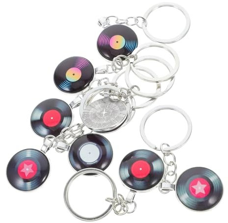 NAMOARLY 8stücke Schlüsselanhänger Aus Vinyl-schallplatte Retro-musik-design Mit Kette Anhänger Für Schlüssel Taschen Und Rucksäcke