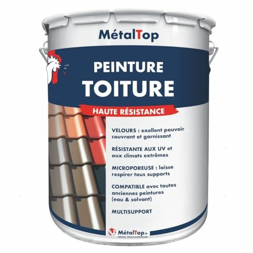 Metaltop Peinture Toiture - Vert mousse - RAL 6005-15 L Protection longue durée, résistante aux UV, application facile sur tuile, ardoise, tôle, fibrociment