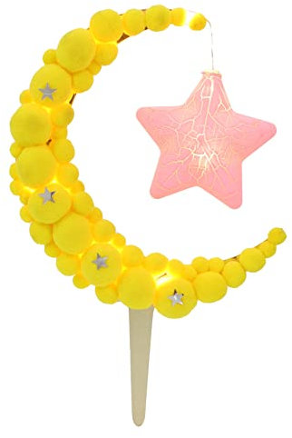 TOPBATHY 2 STK Kuchen Schmuck Sternenschmuck Prinzessin geburtstagstorte einfügen Babyschmuck tortendeko Ostern tortendekoration Ostern Kuchendekoration Party-Kuchen-Ornament Acryl Yellow