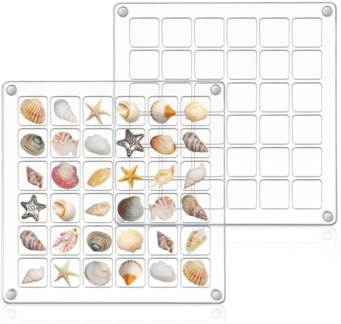 Setzkasten,Magnetische Muschel-Vitrine aus Acryl,36 Fächer Transparente Aufbewahrungsbox,12.5*12.5 cm Aufbewahrungsbox Anzeigen,Geeignet zur Aufbewahrung von Perlen,Nägeln,Schmuck,Diamanten usw.