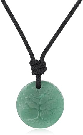 COAI Collar para Hombre y Mujer con Colgante Árbol de la Vida de Aventurina Verde