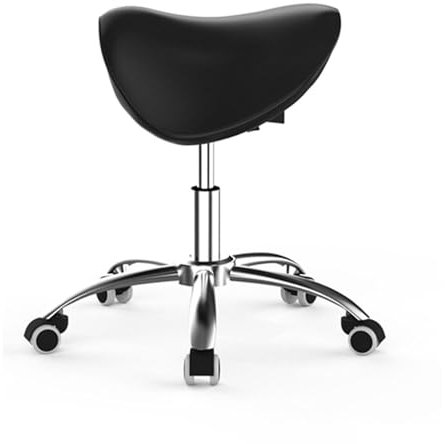 BZJPRFC Ergonomischer Sattelhocker, Leder-Rollsattelstuhl Mit Drehfunktion, Höhenverstellbar 51–61 cm, for Massagesalons, Friseure, Home Office, Tragkraft 200 Kg(Black)
