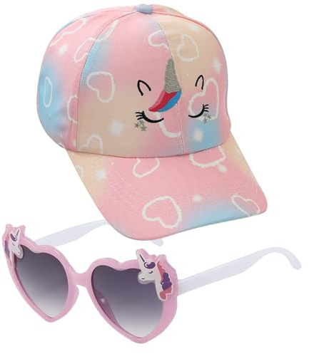 JSTHHTT Casquette Enfant Fille, Réglable Casquette de Baseball, Chapeau et Lunettes de Soleil, for Sports Travel Hiking Toddler Girls Baseball Golf Hat