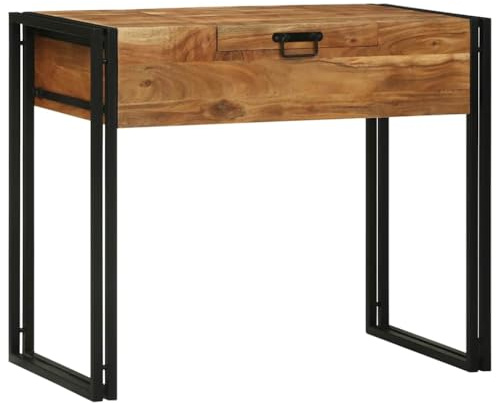 vidaXL Sängrum Smyckesbord Brun 90 x 50 x 75 cm Massivt akaciaträ, Snygg industriell byrå, kompakt förvaring, rektangulär sminkbord, modern möbel för sovrum
