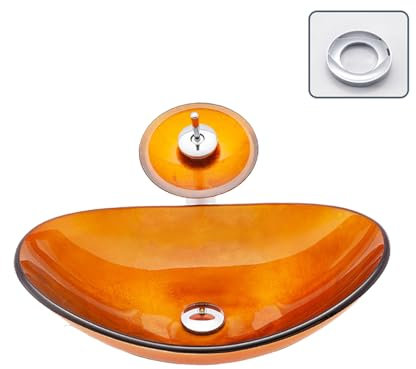 LXTEDJ Lavabo da Appoggio In Stile Nordico, Materiale di Vetro, Lavandino, Ovale, Colore Arancione, Lavabo Bagno, Lavabo da appoggio, Adatto Per Bagno, Guardaroba e WC, 54X36X16CM-orange Farbe
