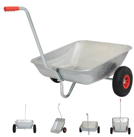 TRUTZHOLM Schubkarre Einhandkarre Friedhofskarre Pflanzkarre Gartenkarre Handwagen Traglast 100 kg Volumen 75 L mit Luft- oder Vollgummireifen (Luftreifen)