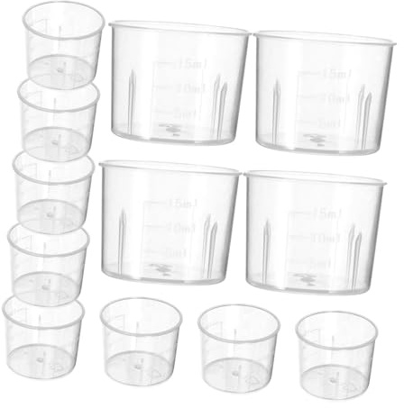 WEKADRIN Plastic Measuring Cups Scale 15ml Small Graduated Beakers Lab Plastic Beakers Chemistry Liquid Measuring Cups 100pcs for Laboratory and Scientific Use