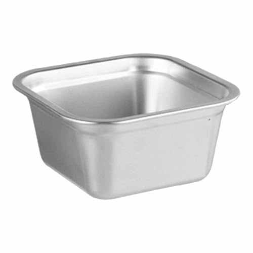 NonMiFyR Bacinella Quadrata in Acciaio Inox, Ciotola per Mescolare, Bacinella per Lavare, Teglia per Catering per Piatti da Spuntini Casalingh, Altezza 6.8 Cm