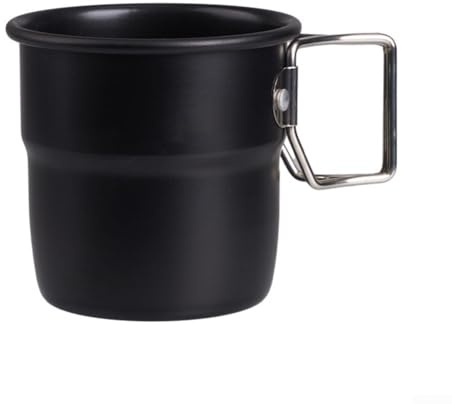 Campingmugg 300 ml med bekvämt vikbart handtag, lätt design för utomhusbruk (svart)