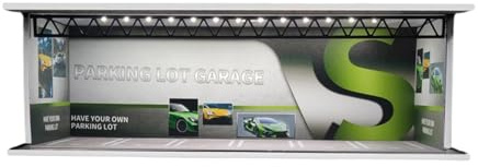 Harilla 1/64 Garage für Autos, Spielzeugautogarage mit Licht, Auto Parkhaus DIY Autovitrine für Sportwagen, Kinder Parkhaus Vitrine Auto Veranstalter für Sammler, Spielzeugautos, Sportwagen, Style m