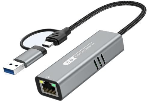 Dcaknri Scheda Rete Gigabit USB 5Ghz per Server E PC con Struttura in Alluminio E Adattatore Rete per Giochi a Due Interfacce