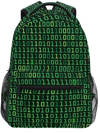Ryggsäck grön programmerare datorkod dagsryggsäck klassisk skolryggsäck casual skolväskor för resor tonåring ålder högskola 29 x 40 cm