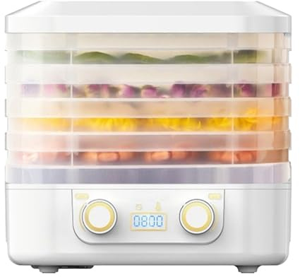 2026 Innovadora deshidratadora digital para aperitivos saludables con control preciso de la temperatura, diseño compacto (blanco, 27 x 26,5 x 21,5 cm)