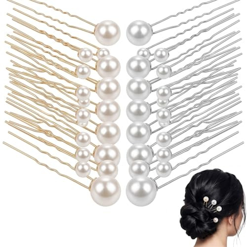 36 Pezzi Forcine Capelli Sposa, Perla Accessori Capelli Sposa per Matrimonio, Elegante Forcine per Capelli Sposa con 5 Taglie Perla per Donne e Ragazzi