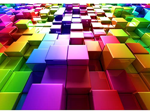 Runa Art Papier peint intissé cube 3D 352 x 250 cm Toison Mur XXL Tableaux Muraux Tapisserie Photo Décoration Murale Salon Chambre Coloré 9189011a
