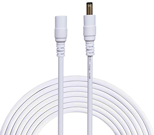 Liwinting 10m/32.8Feet DC Verlängerungskabel 5.5 mm x 2.1 mm Anschlusskabel Gleichstrom Verbinderkabel DC Verteiler Männlich zu Weiblich Verbinder für Netzteil, LED, CCTV-Kamera Power - Weiß