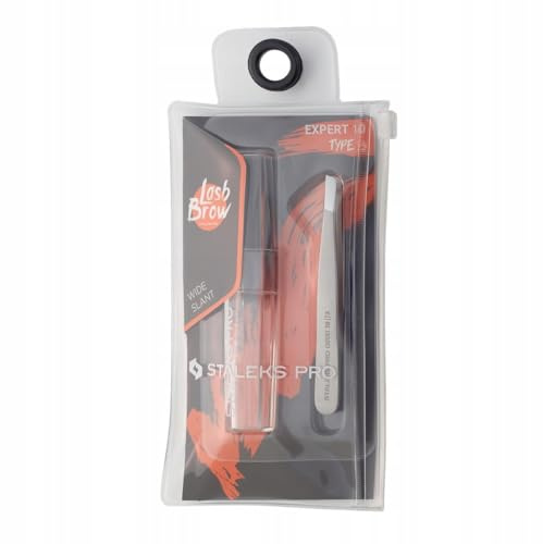 STALEKS PRO Pinza para cejas EXPERT 10 TYPE 3 (inclinación ancha) Acero Inoxidable Profesional con Funda Afilado de hojas manual