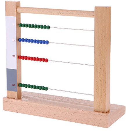 SM SunniMix Montessori Holzspielzeug Rechenrahmen Rechenschieber - 1 10 100 1000 Mathe Lernen Zählen