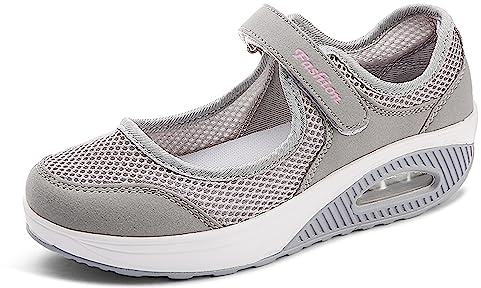 Femmes Minceur Taille Chaussures Marche Baskets 35-42eu Plate-Forme Chaussures Poids Air Léger Engrener Elastic Sports en Marchant Yoga Tennis à Enfiler Pas Cher Trainers en Maille Plates Été