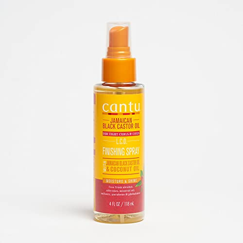 Cantu - Spray de Finition à l'Huile de Ricin Noir Jamaïcain - Retient l'Humidité - Ajoute de la Brillance - Réduit le Temps de Séchage - Prévient les Frisottis - 118 ml