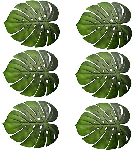 Platzsets aus Papier, tropische Palmenblätter, 6 Stück, künstliche Pflanzenblätter, Tischsets, Wärmedämmung, rutschfest, Dschungel-Strand-Themen-Dekoration, Tisch für Esstisch