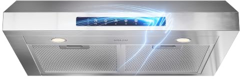 30 Inch Under Cabinet Range Hood with 1200 CFM, 3 Speed Gesture Sensing | Ducted Kitchen Vent Hood & Touch Control Panel, Stainless Steel Stove Vent Hood with 2 LED Lights