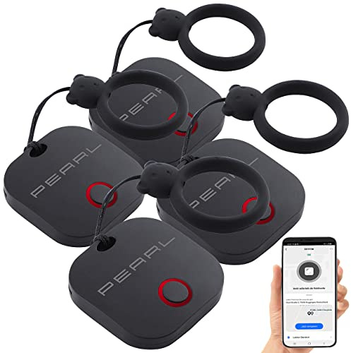 PEARL GPS Tracker: 4in1-Mini-Schlüsselfinder m. BT, App & GPS-Ortung, 80 dB, 4er-Set (GPS Tracker für Schlüssel, Finder, Steckdose Schalter)