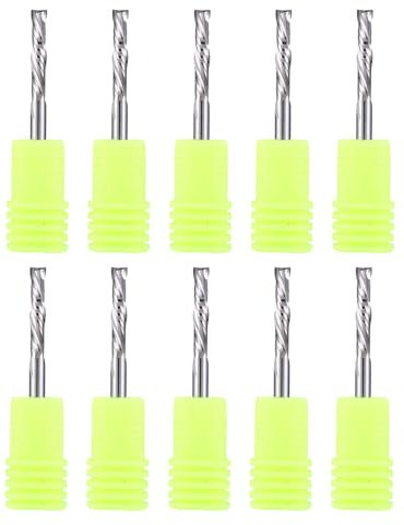HOZLY Carbide Compression Router Bit Up&Down End Mills 1/8 inch Shank with 1/8 inch Cutter for CNC Mill Machine Wookwork 3D Profile Detail Engraver Carving Pack of 10