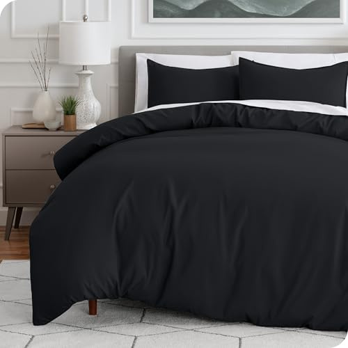 Bare Home Juego de Funda Nórdica - Cama 220 x 200 cm - Funda de Edredón de Microfibra 220 x 200 y 2 Fundas de Almohada 80 x 80, Negro