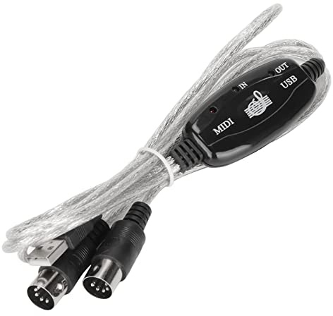 Septpenta Midi Zu USB Kabel, Midi EIN und Ausgangskabel, 16 Kanal EIN und Ausgang, LED Anzeige für PC Schnittstelle, Kabel 2,2 M Lang, Geeignet Zum Anschließen Von Klavier, Tastatur, Computer
