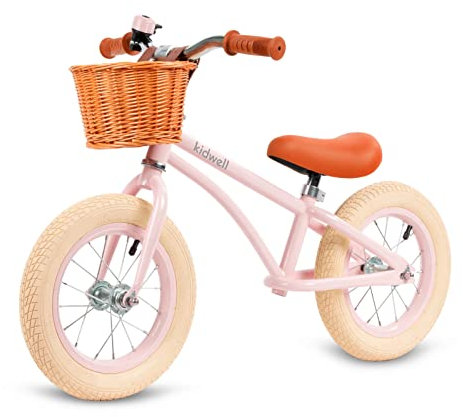 COIL Kinder Laufrad ab 1 Jahr - Lauflernrad mit verstellbarem Lenker und Sattel, Ultraleichter Stahlrahmen, 12 Zoll Luftreifen, Inklusive Klingel und Weidenkorb, Perfekt für Kinder ab 3 Jahre (Rosa)