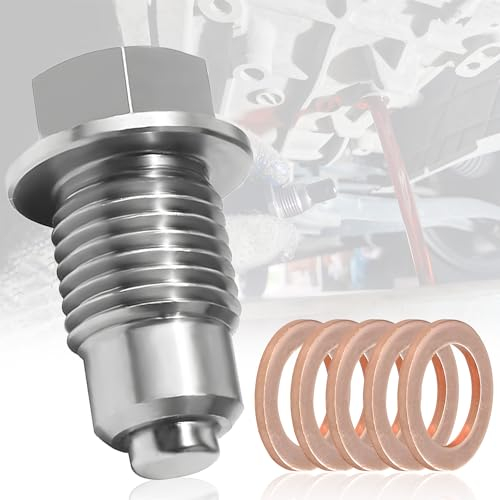 TUZHE Vite di scarico dell'olio magnetica M12 x 1,5, guarnizione magnetica per vasca dell'olio, vite per vasca dell'olio, in acciaio inox, con guarnizioni (M12 x 1,5)
