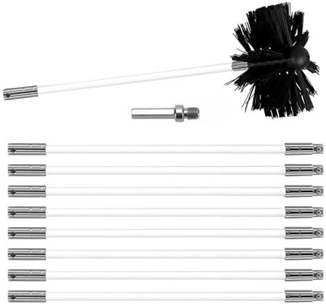 MOCNT Kit de Broussailles de Nettoyage de Cheminée Ensemble de Brosse de Cheminée Réglable Brosse Nettoyage Ramonage Outil avec 9 Tiges Flexibles 1 Tête de Brosse 150mm