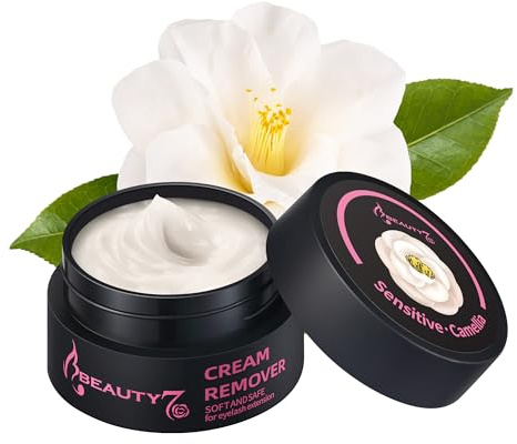 Beauty7 Wimpernkleber Entferner Cream Wimpernverlängerungslöser für Sensibel Haut Wimpernkleber Lösemittel wimpern extension Entferner Remover Cream Klebstoffentferner Cremetyp 5ml Camellia